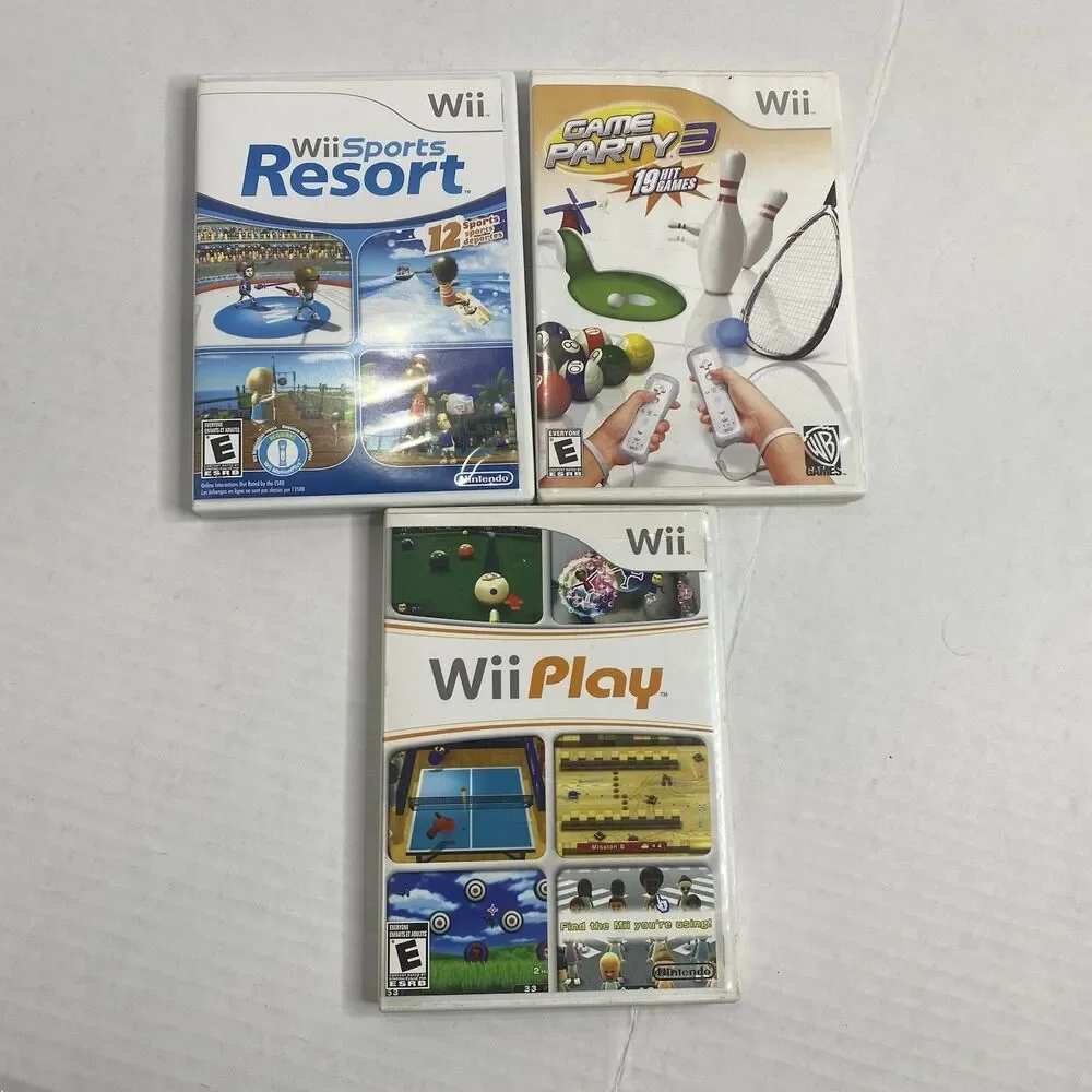 Wii Sports, Wii Game Party 3, Wii Play Lot Of 3 Tested And Works